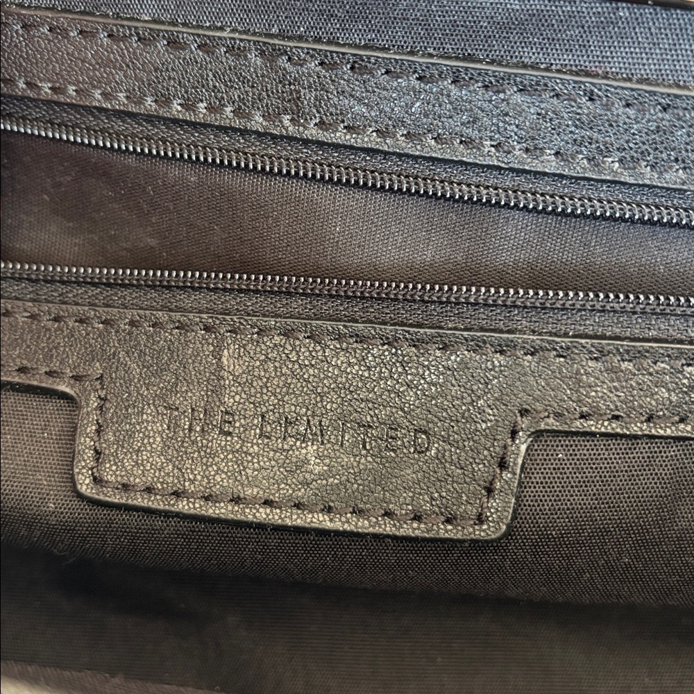 The Limited Black Leather and Woven Clutch Silver Tone Handle Toggle Close Bag - Picture 6 of 11